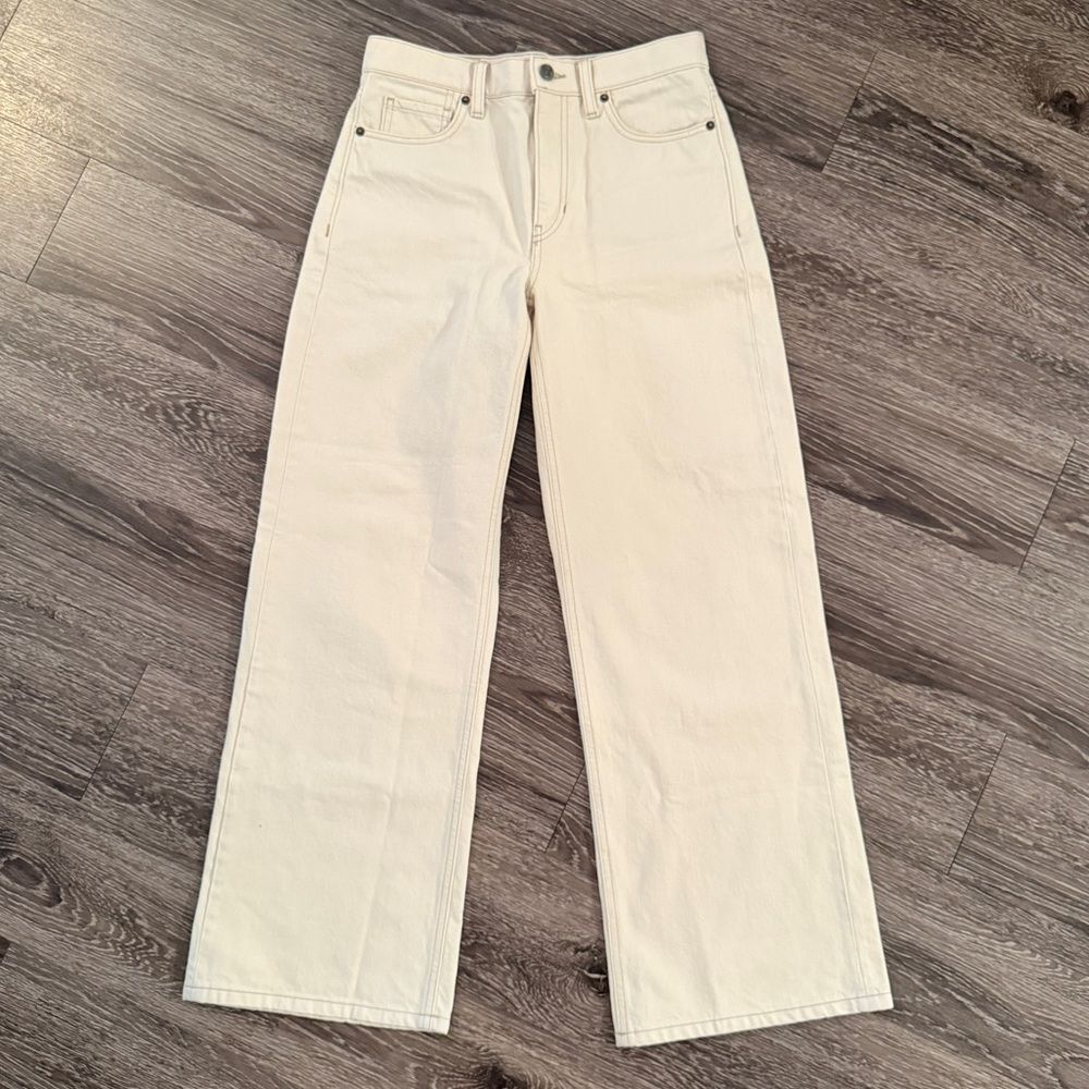 Banana Republic ecru wide leg jeans